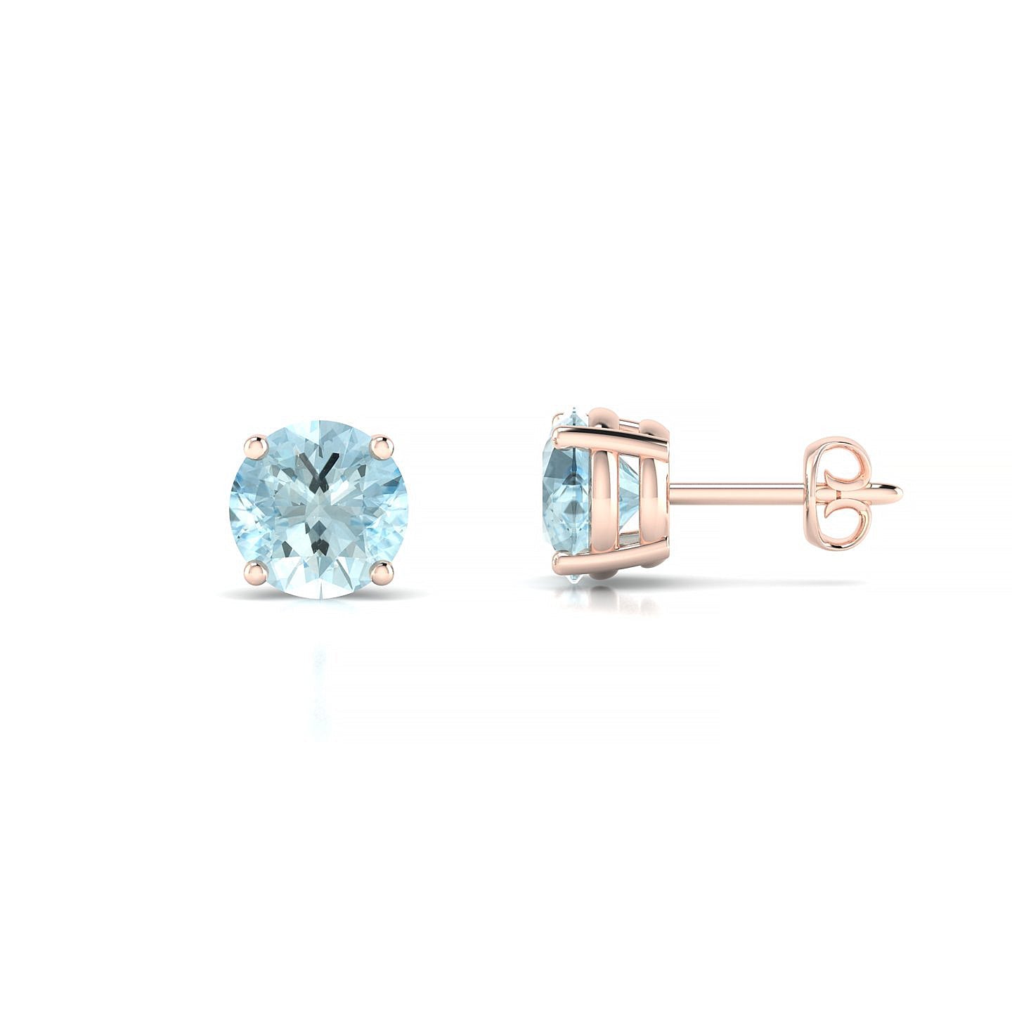 Radiance | 18k Rose Gold 6 mm Round Aquamarine Earrings