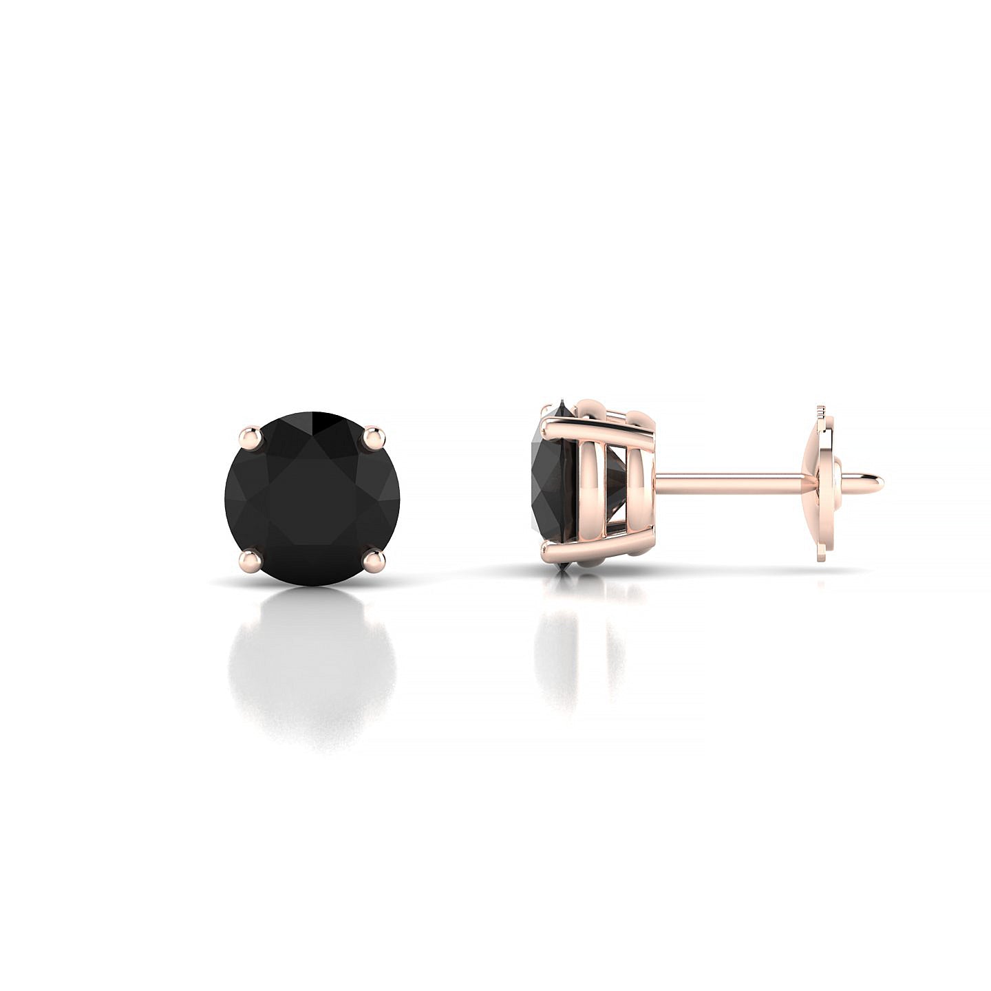 Radiance | 18k Rose Gold 6 mm Round Black Diamond Earrings