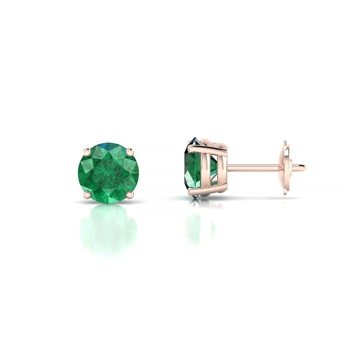 Radiance | 18k Rose Gold 6 mm Round Emerald Earrings