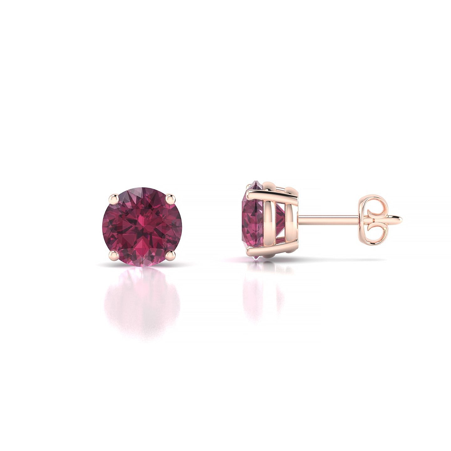 Radiance | 18k Rose Gold 6 mm Round Rhodolite Earrings