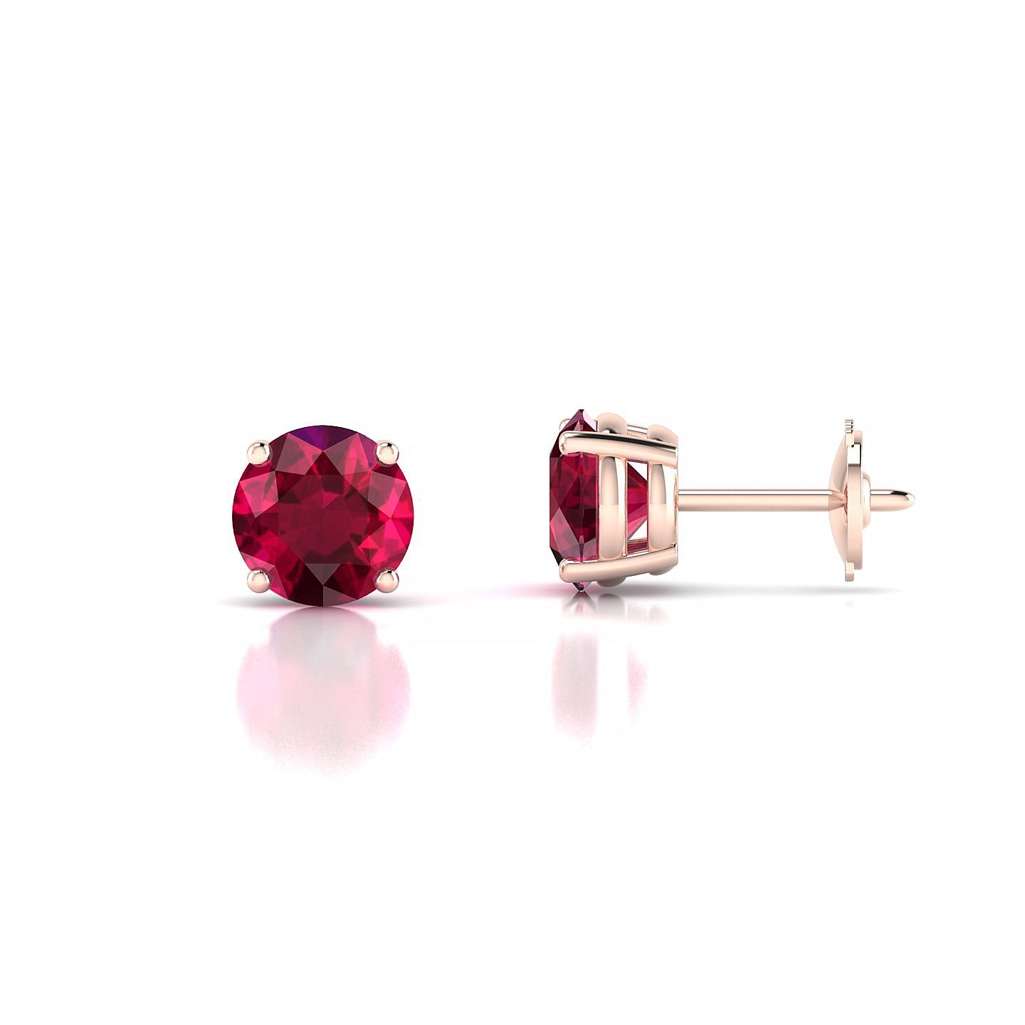 Radiance | 18k Rose Gold 6 mm Round Ruby Earrings