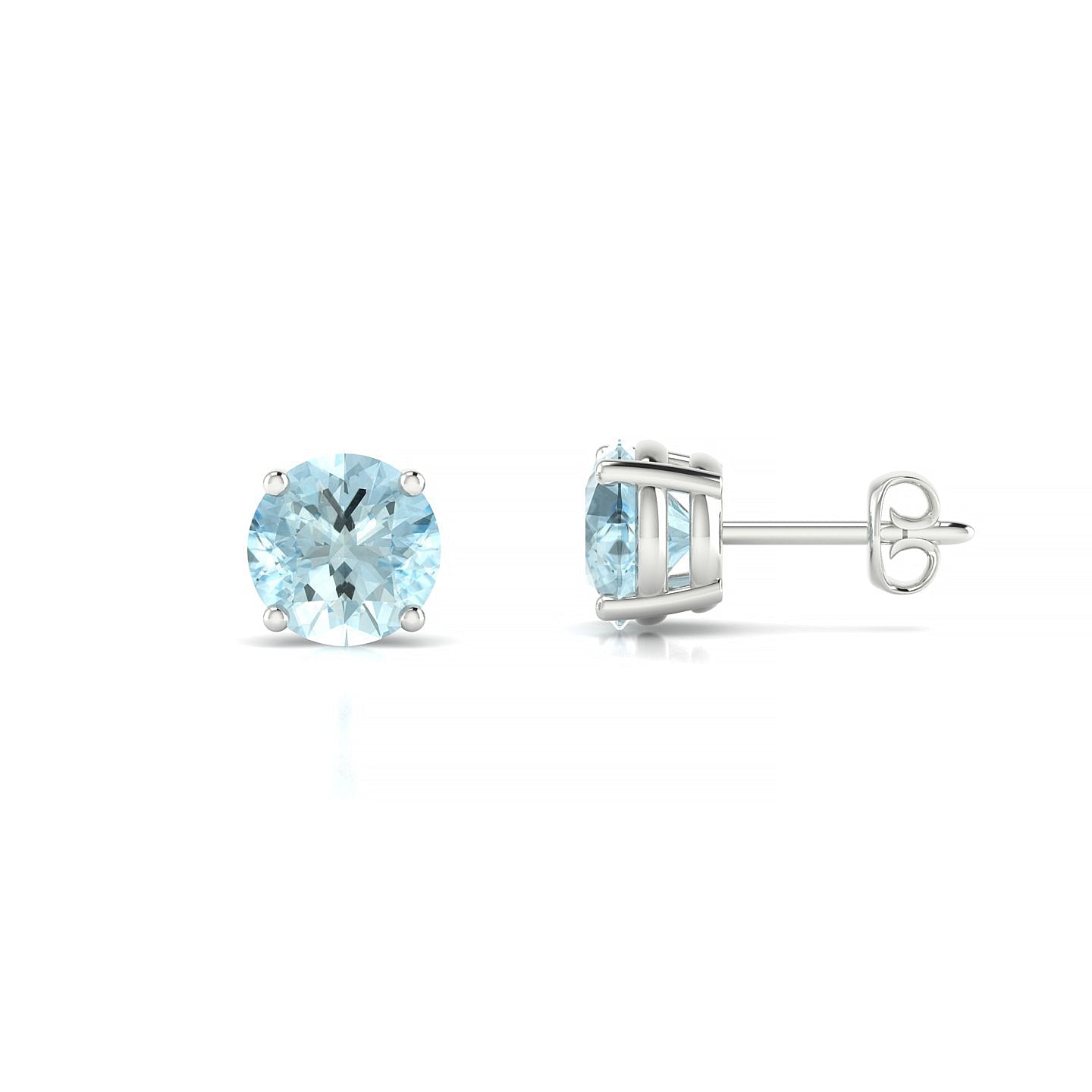 Radiance | 18k White Gold 6 mm Round Aquamarine Earrings