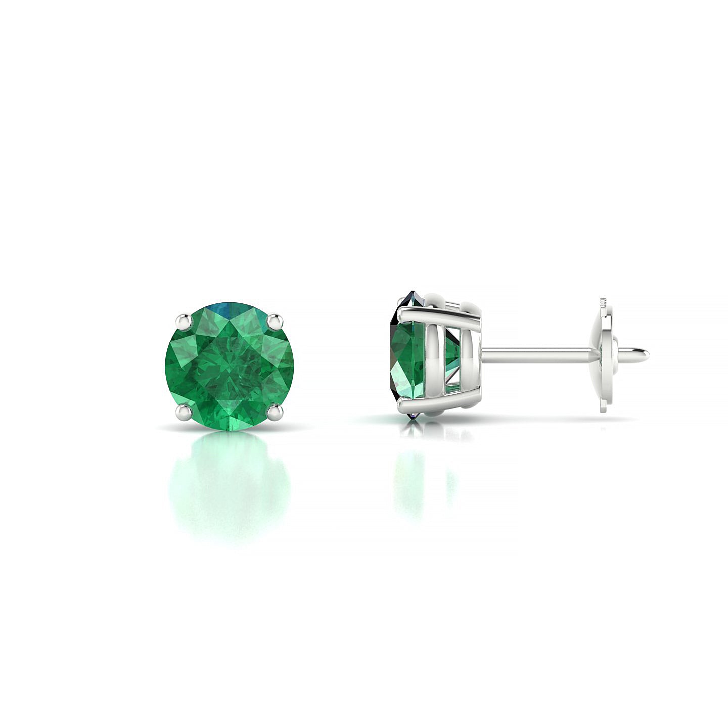 Radiance | 18k White Gold 6 mm Round Emerald Earrings