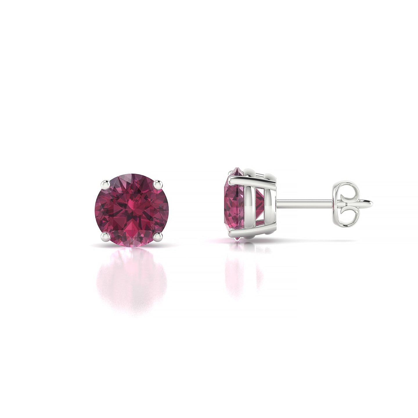 Radiance | 18k White Gold 6 mm Round Rhodolite Earrings