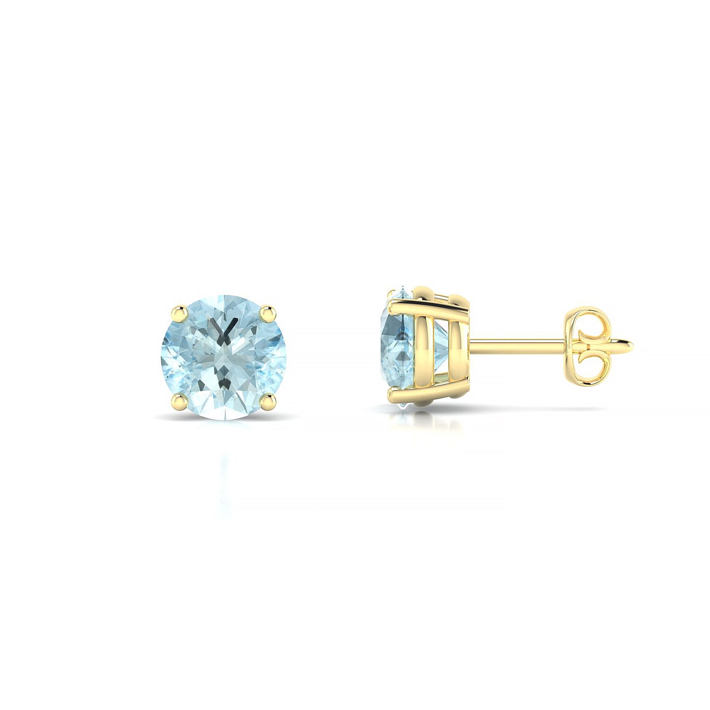 Radiance | 18k Yellow Gold 6 mm Round Aquamarine Earrings