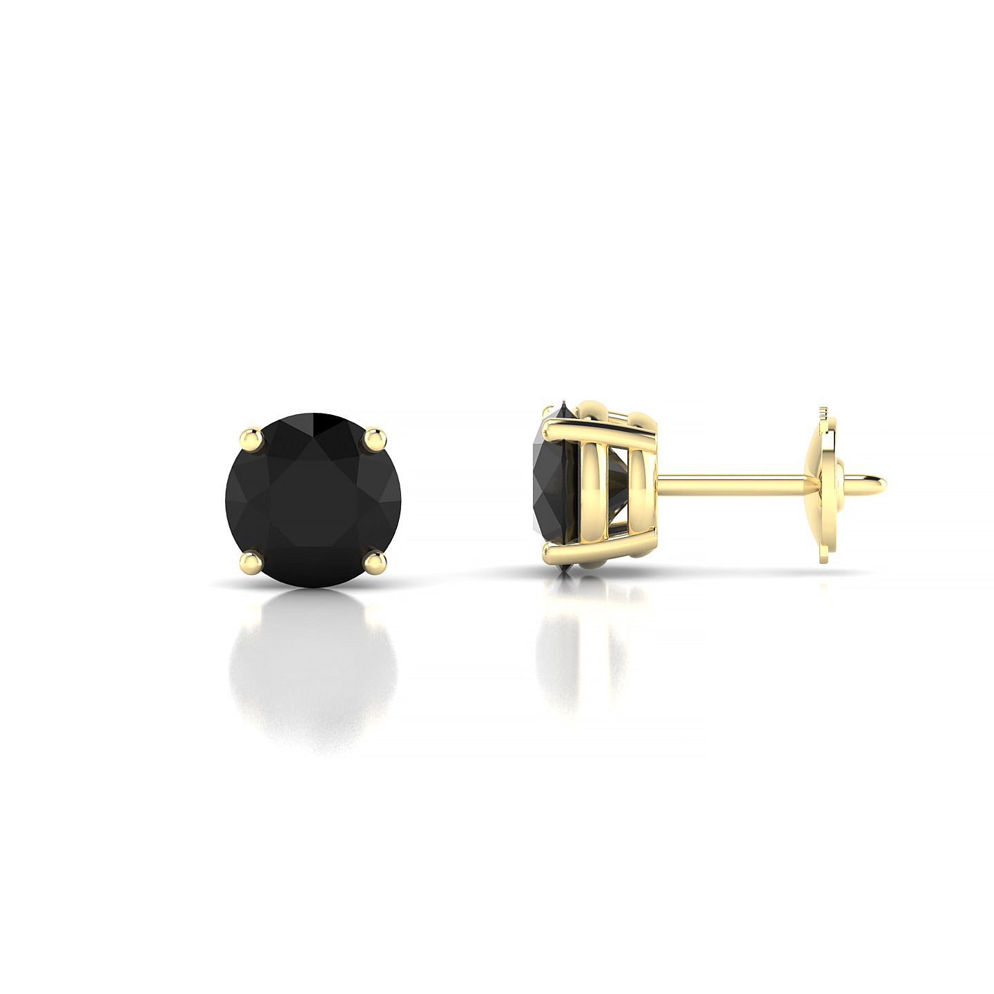 Radiance | 18k Yellow Gold 6 mm Round Black Diamond Earrings