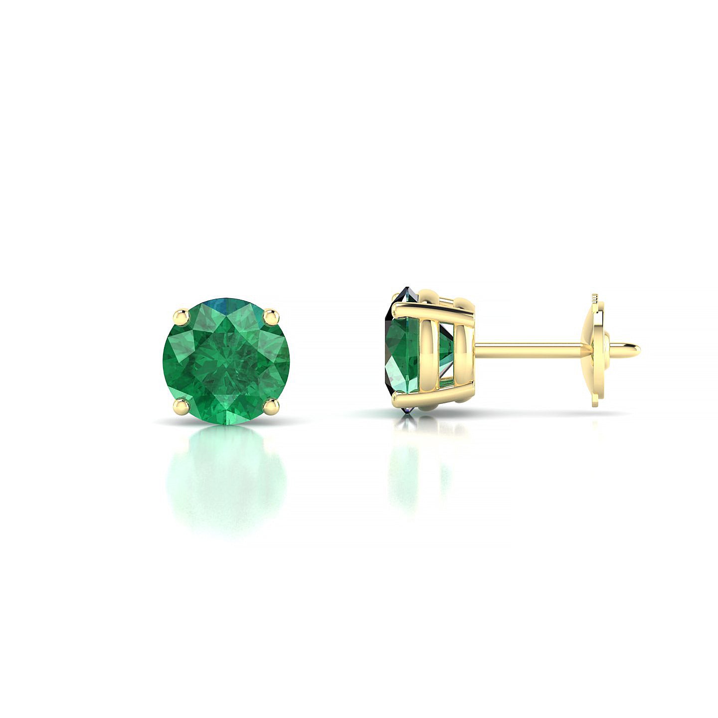 Radiance | 18k Yellow Gold 6 mm Round Emerald Earrings