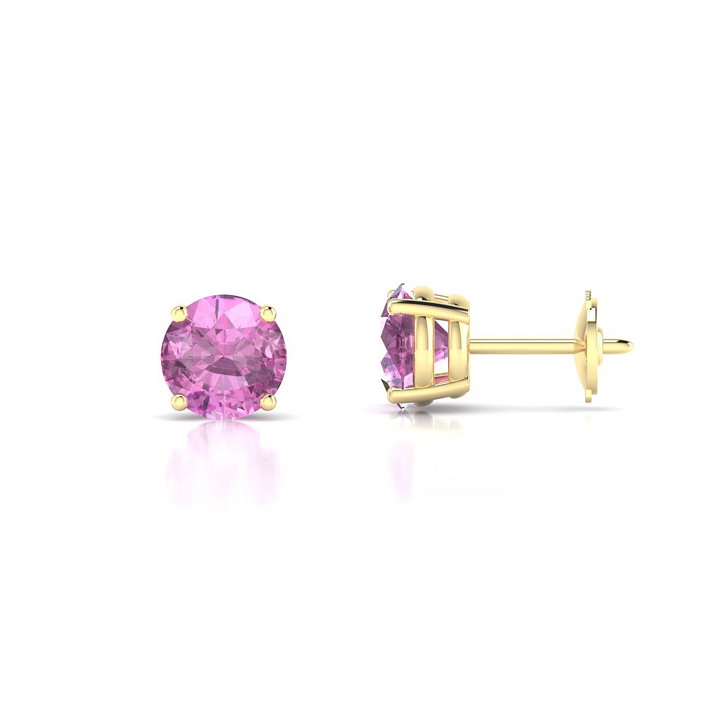 Radiance | 18k Yellow Gold 6 mm Round Pink Sapphire Earrings