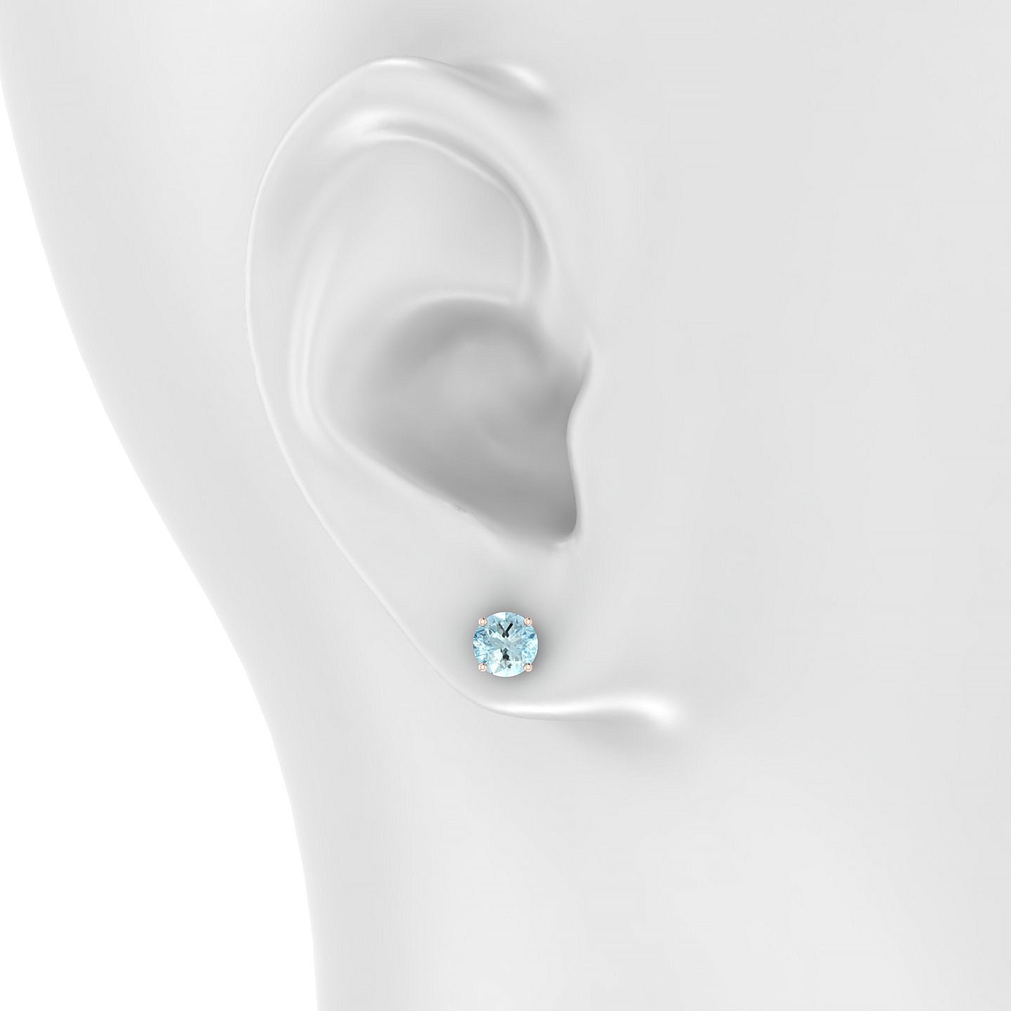 Radiance | 18k Rose Gold 6 mm Round Aquamarine Earrings