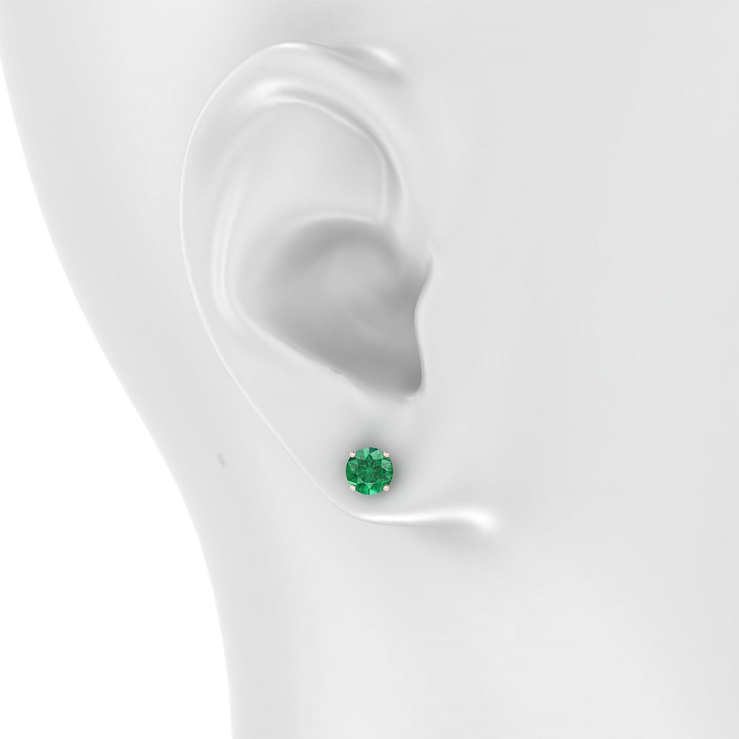 Radiance | 18k Rose Gold 6 mm Round Emerald Earrings