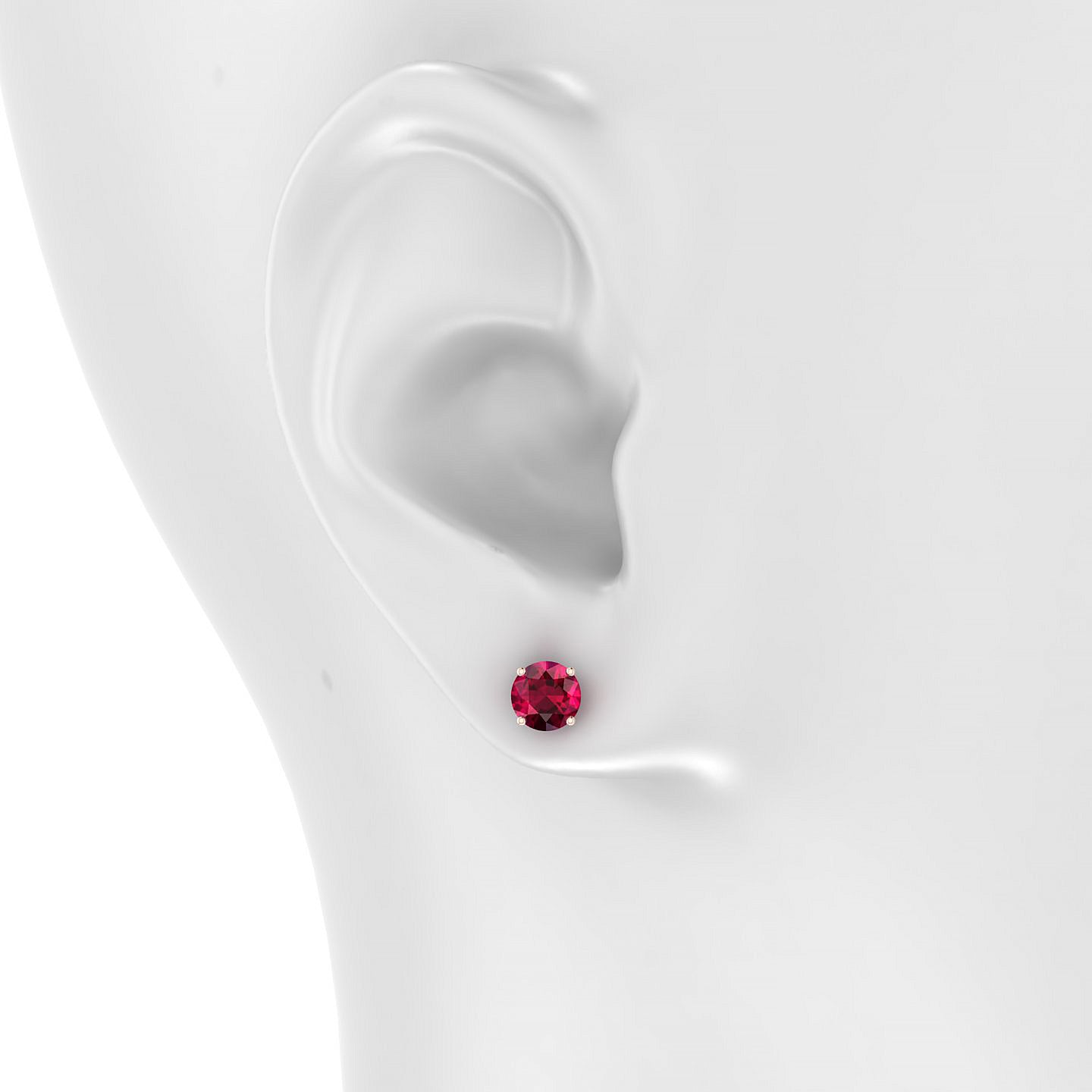 Radiance | 18k Rose Gold 6 mm Round Ruby Earrings
