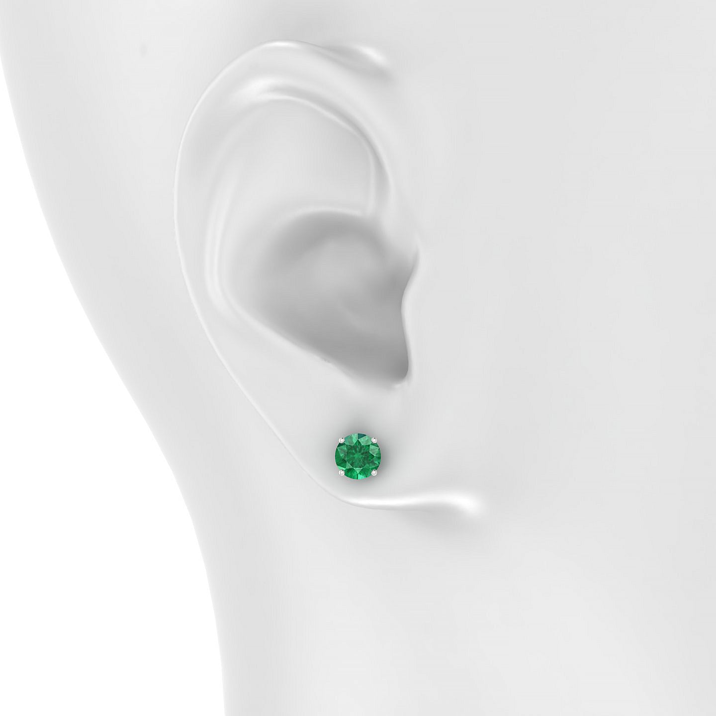 Radiance | 18k White Gold 6 mm Round Emerald Earrings