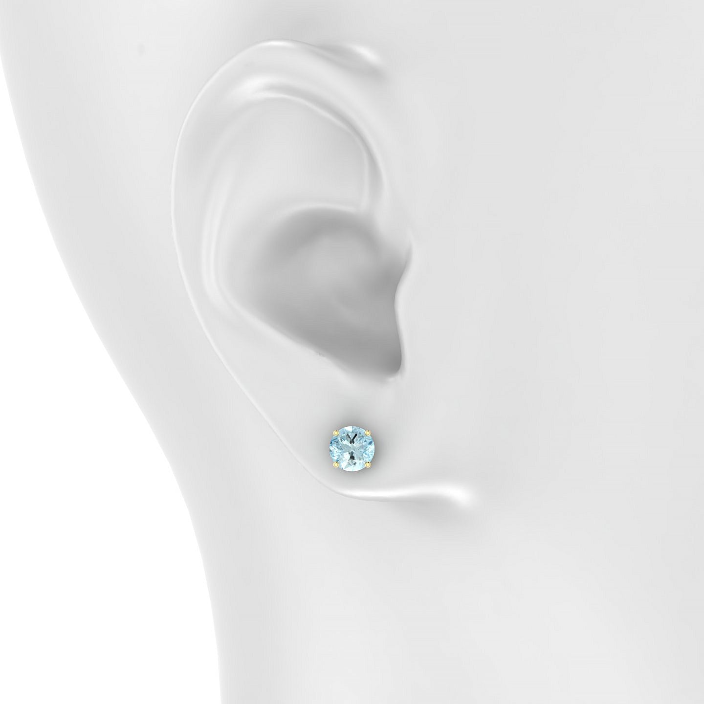 Radiance | 18k Yellow Gold 6 mm Round Aquamarine Earrings