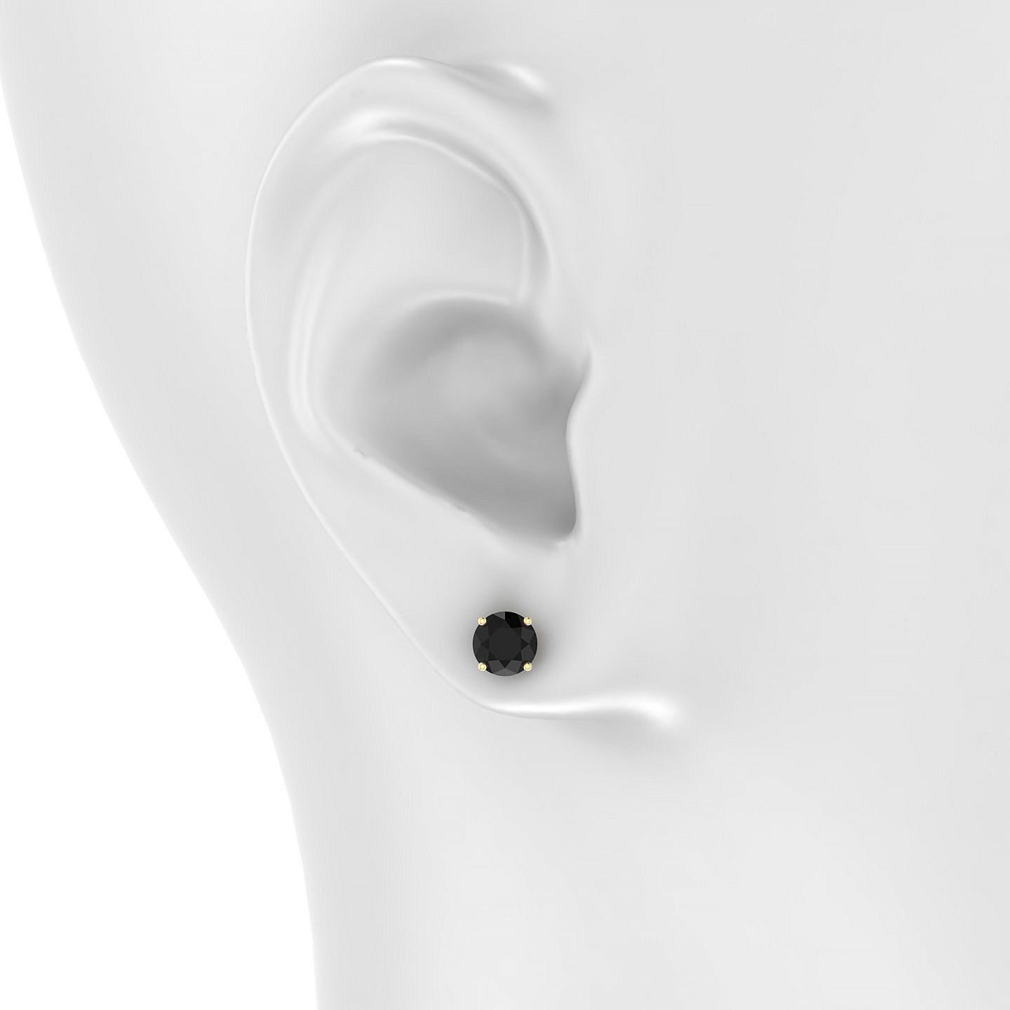 Radiance | 18k Yellow Gold 6 mm Round Black Diamond Earrings