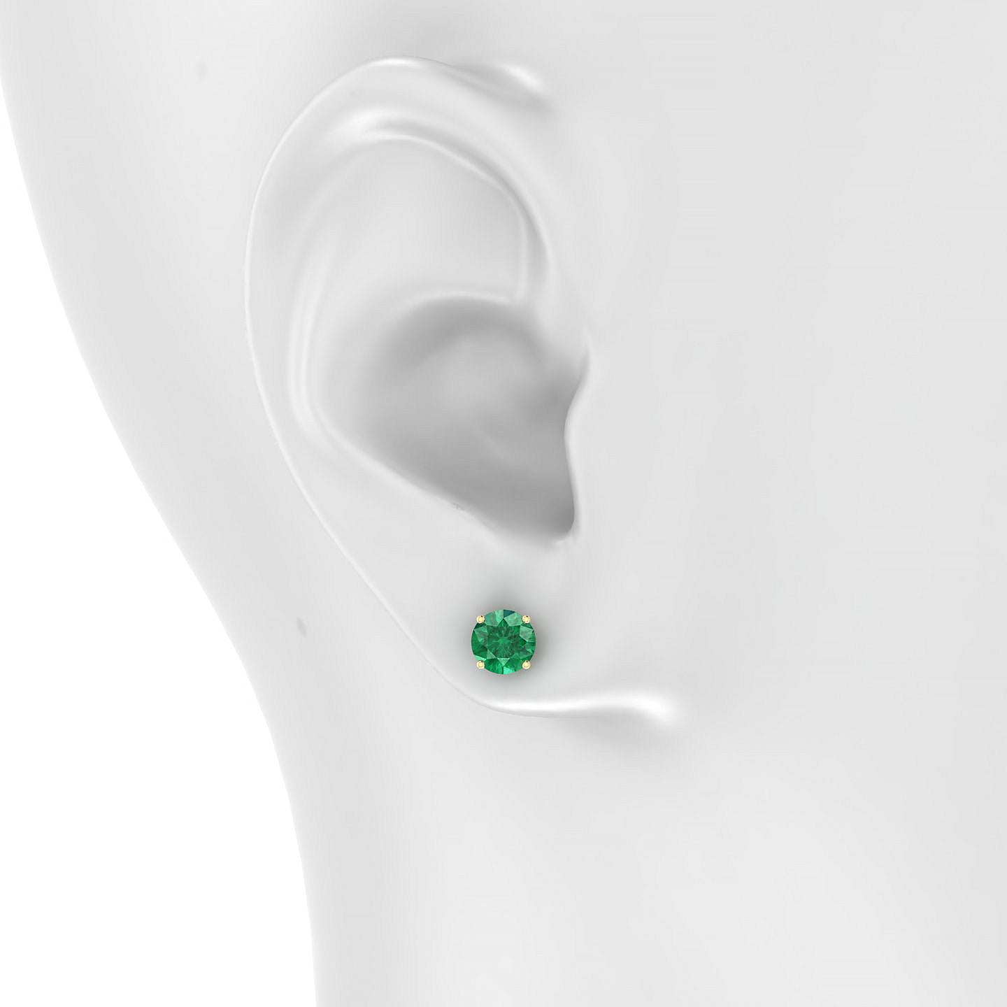 Radiance | 18k Yellow Gold 6 mm Round Emerald Earrings