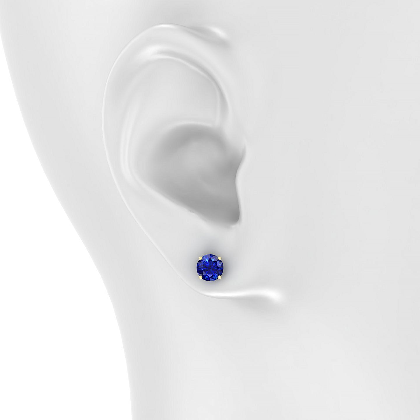 Radiance | 18k Yellow Gold 6 mm Round Sapphire Earrings