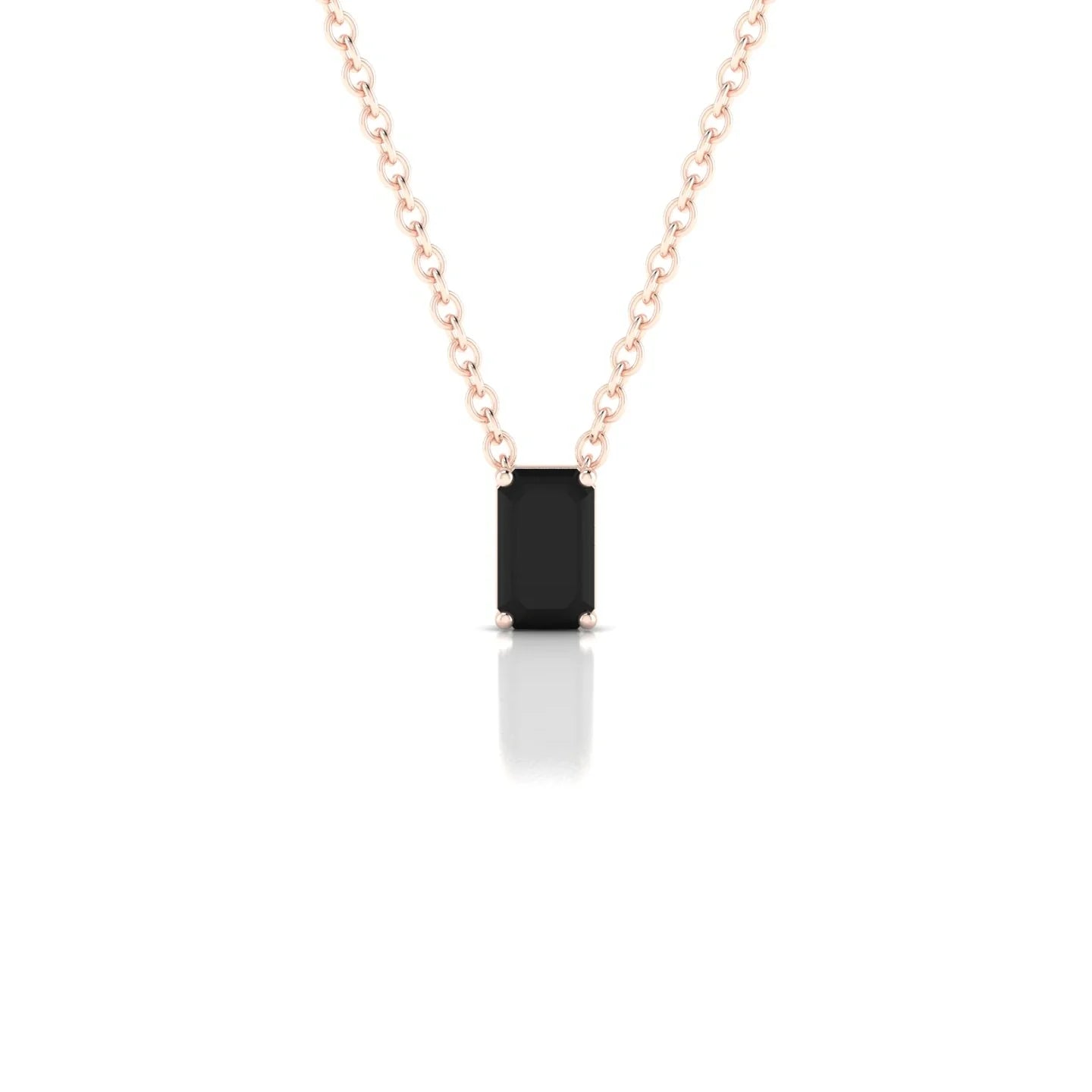 Radiance | 18k Rose Gold 5 x 3 mm Emerald Black Diamond Pendant