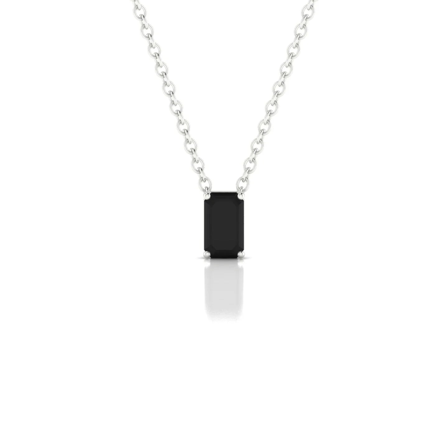 Radiance | 18k White Gold 5 x 3 mm Emerald Black Diamond Pendant