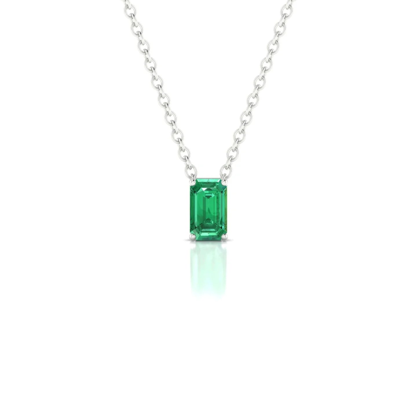Radiance | 18k White Gold 5 x 3 mm Emerald Emerald Pendant