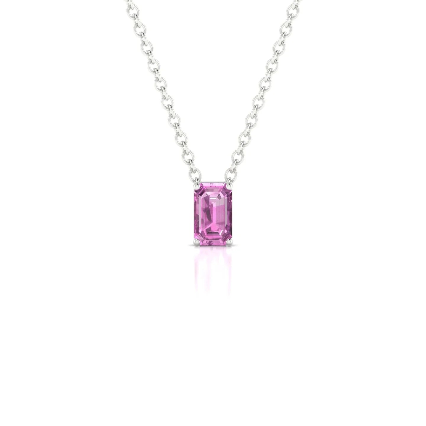 Radiance | 18k White Gold 5 x 3 mm Emerald Pink Sapphire Pendant