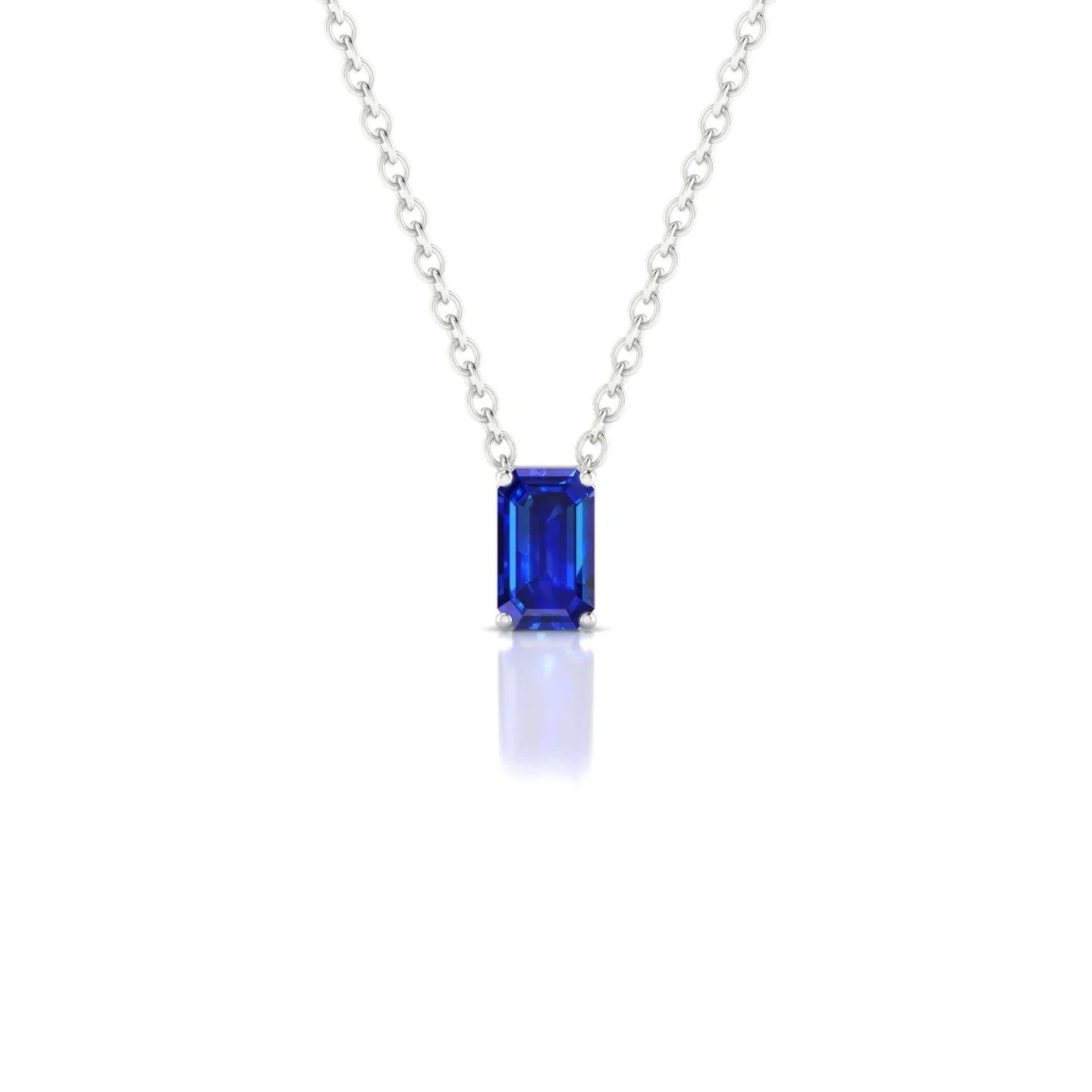 Radiance | 18k White Gold 5 x 3 mm Emerald Sapphire Pendant