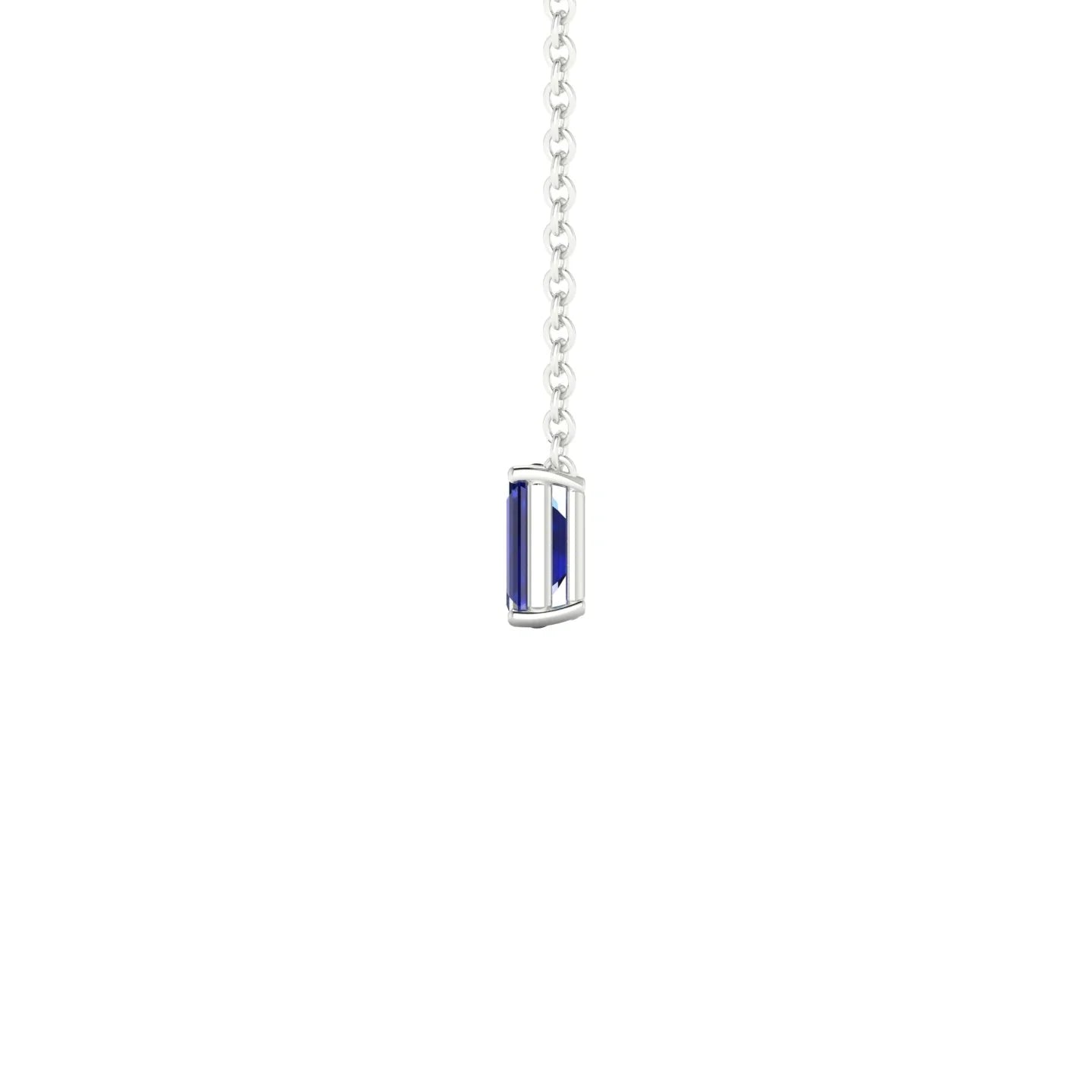 Radiance | 18k White Gold 5 x 3 mm Emerald Sapphire Pendant