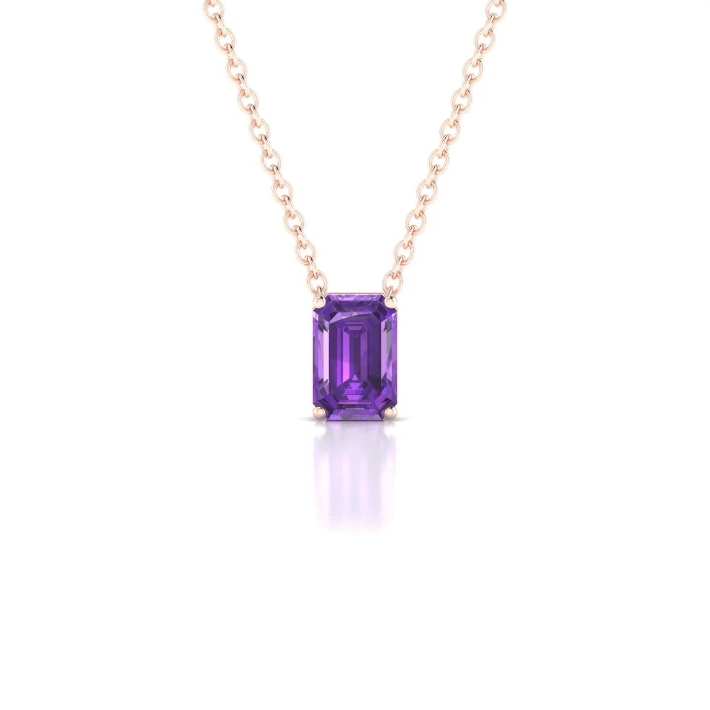 Radiance | 18k Rose Gold 6 x 4 mm Emerald Amethyst Pendant