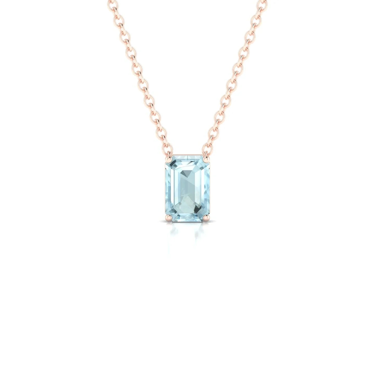 Radiance | 18k Rose Gold 6 x 4 mm Emerald Aquamarine Pendant