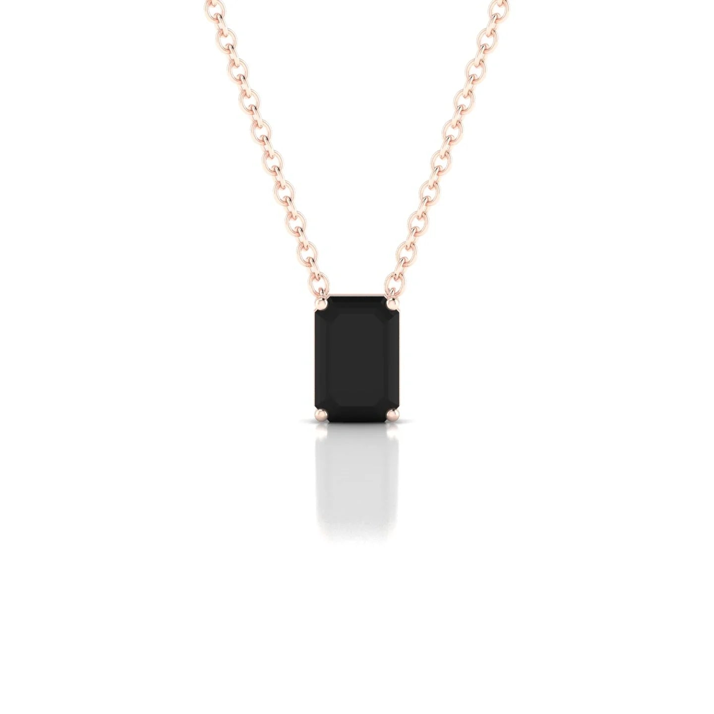 Radiance | 18k Rose Gold 6 x 4 mm Emerald Black Diamond Pendant