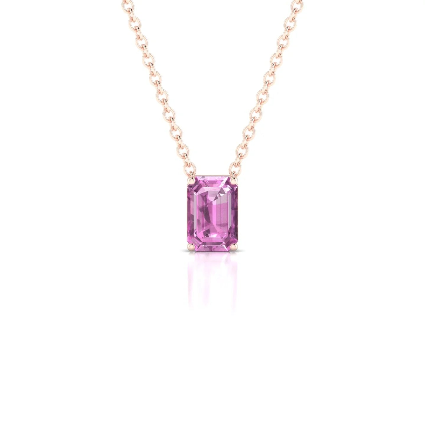 Radiance | 18k Rose Gold 6 x 4 mm Emerald Pink Sapphire Pendant