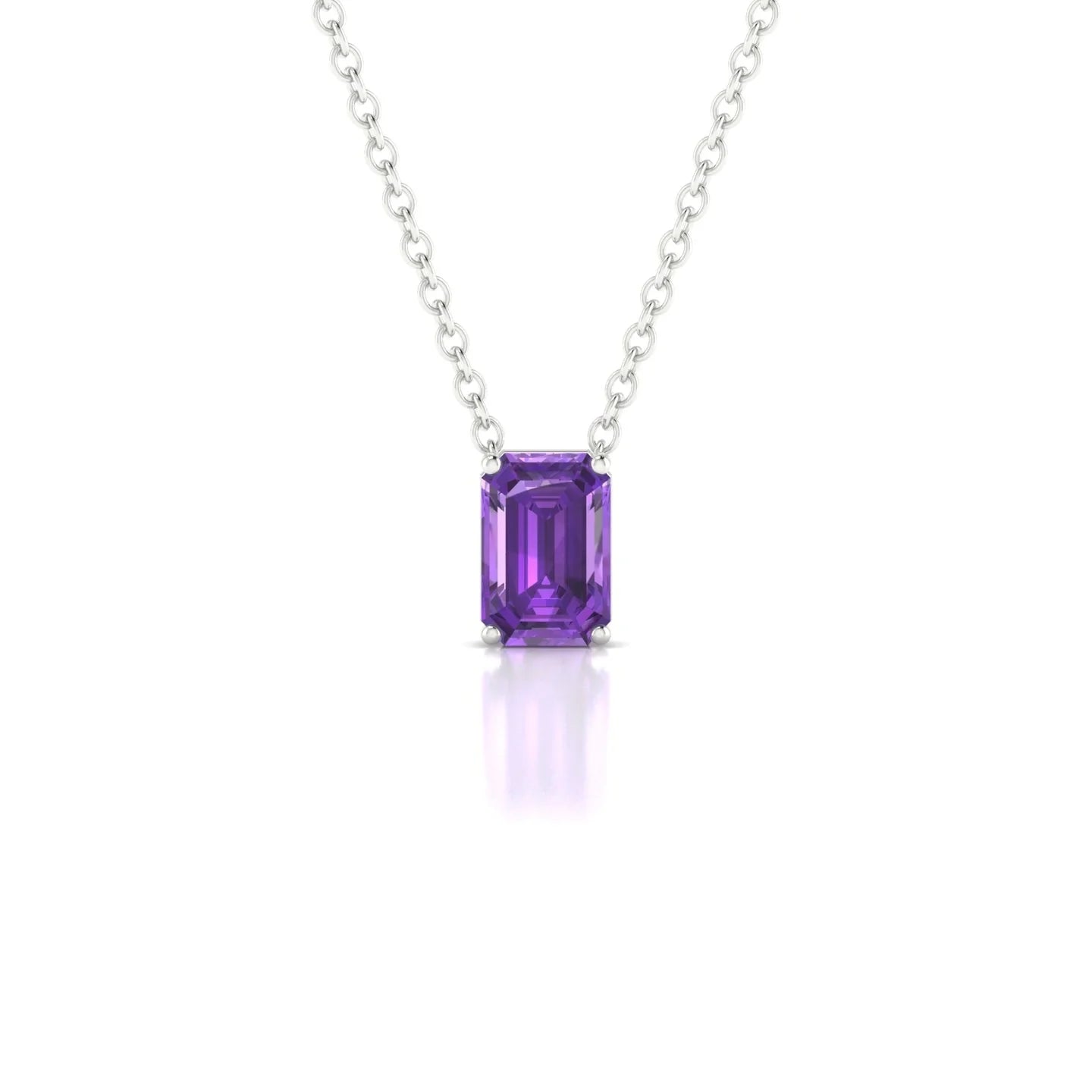 Radiance | 18k White Gold 6 x 4 mm Emerald Amethyst Pendant