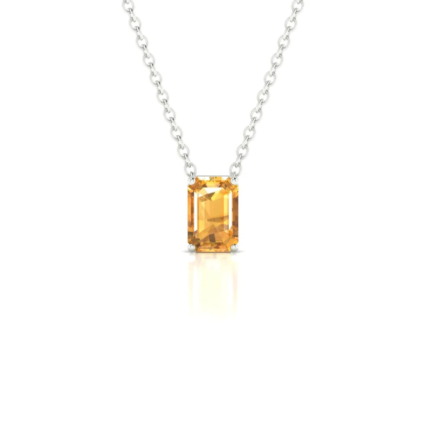 Radiance | 18k White Gold 6 x 4 mm Emerald Citrine Pendant