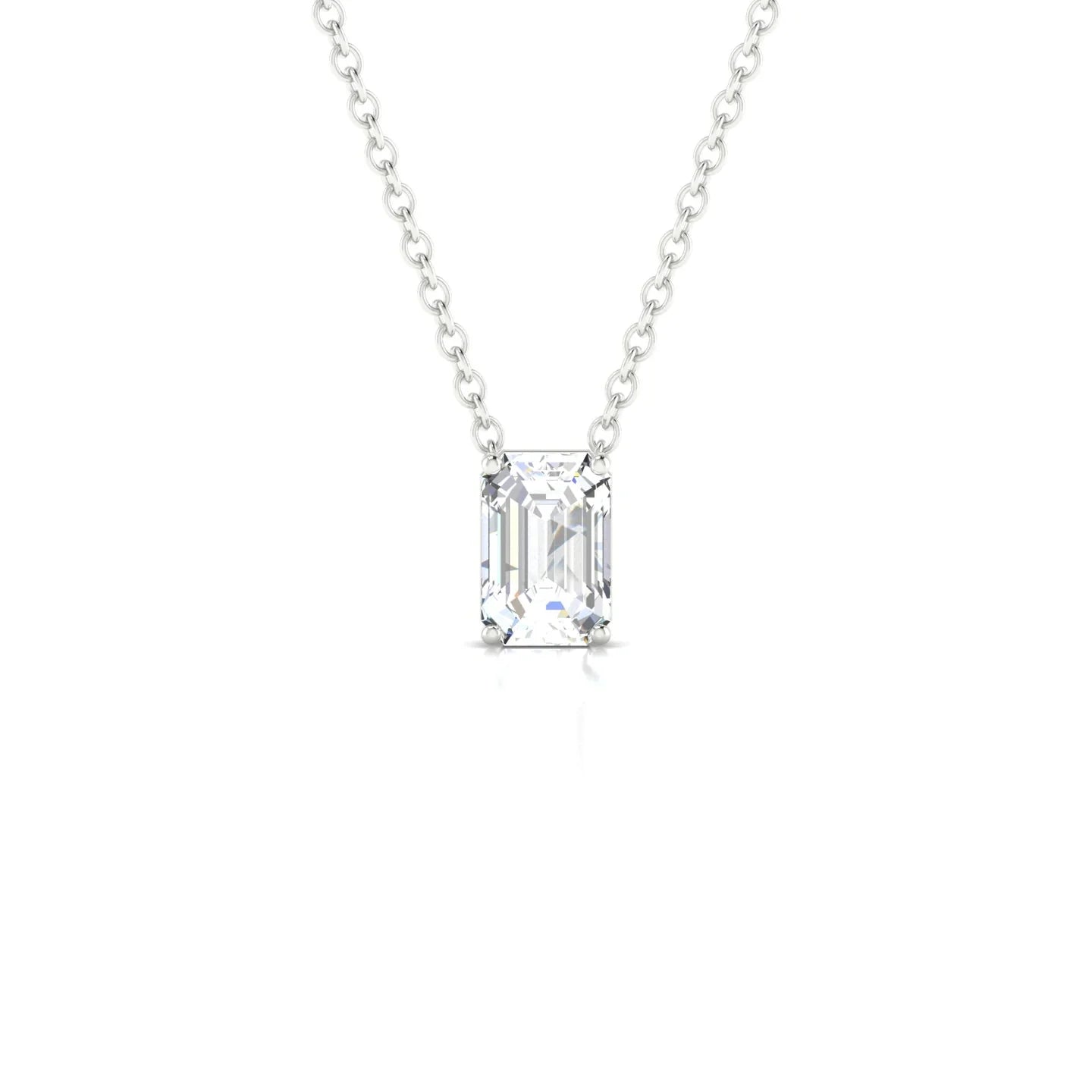 Radiance | 18k White Gold 6 x 4 mm Emerald Diamond Pendant