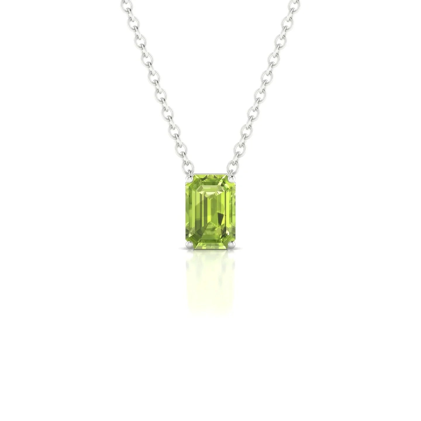 Radiance | 18k White Gold 6 x 4 mm Emerald Peridot Pendant