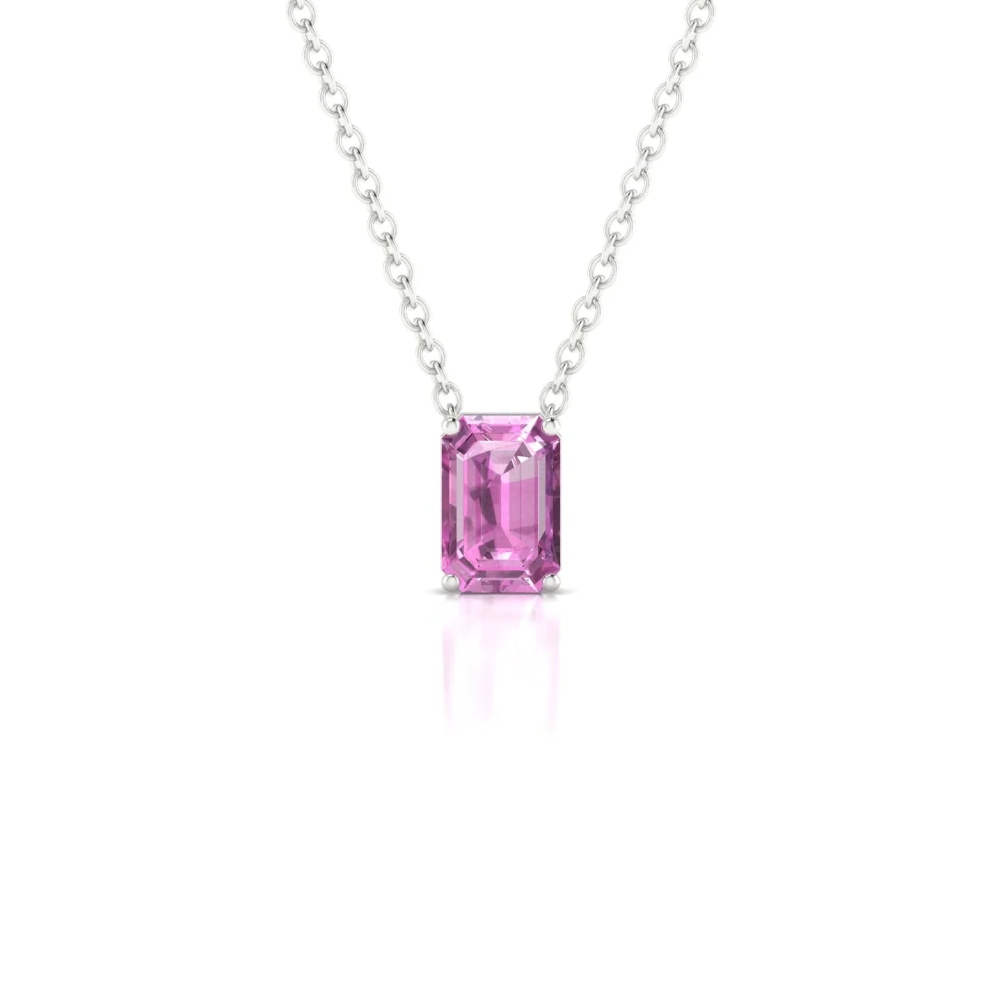 Radiance | 18k White Gold 6 x 4 mm Emerald Pink Sapphire Pendant