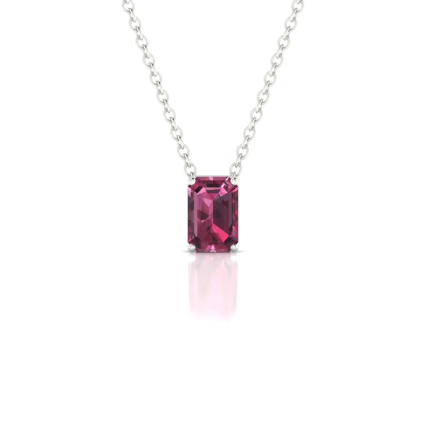 Radiance | 18k White Gold 6 x 4 mm Emerald Rhodolite Pendant