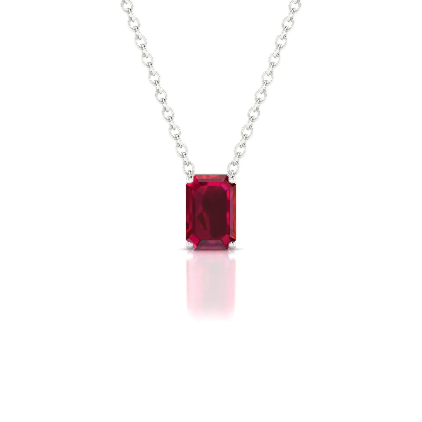 Radiance | 18k White Gold 6 x 4 mm Emerald Ruby Pendant
