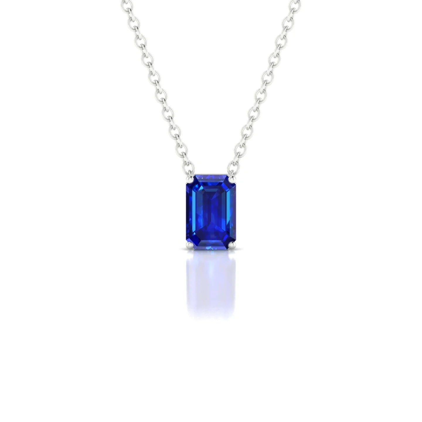 Radiance | 18k White Gold 6 x 4 mm Emerald Sapphire Pendant