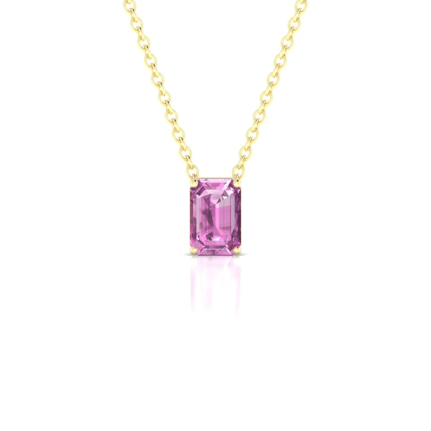 Radiance | 18k Yellow Gold 6 x 4 mm Emerald Pink Sapphire Pendant