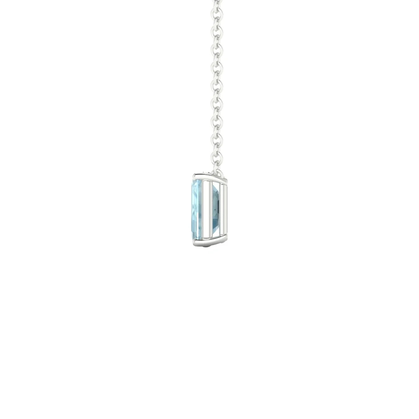 Radiance | 18k White Gold 6 x 4 mm Emerald Aquamarine Pendant