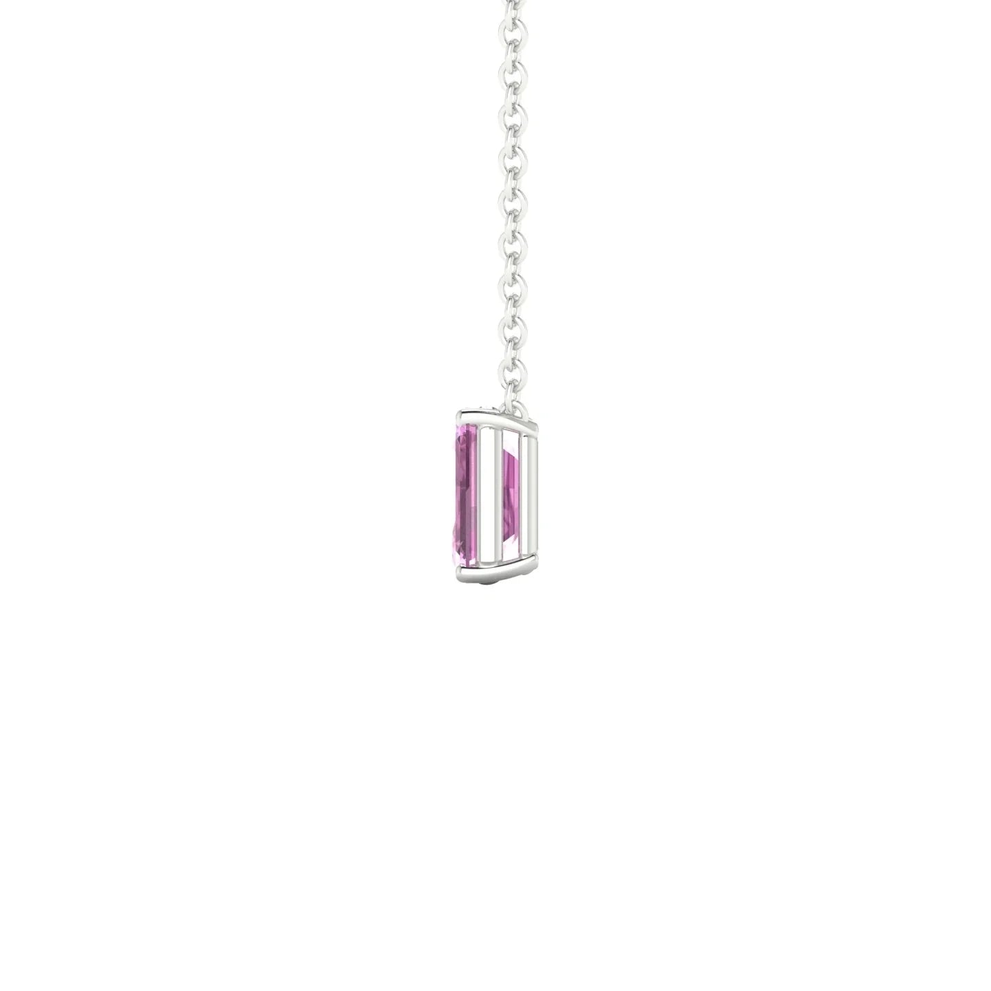 Radiance | 18k White Gold 6 x 4 mm Emerald Pink Sapphire Pendant