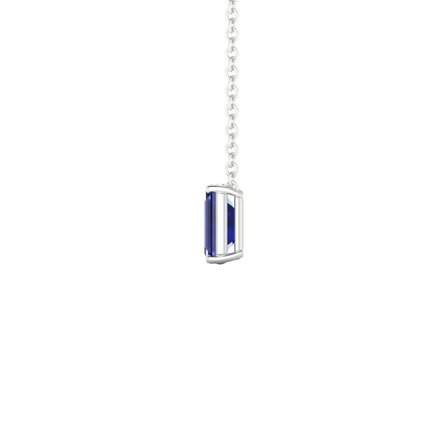 Radiance | 18k White Gold 6 x 4 mm Emerald Sapphire Pendant