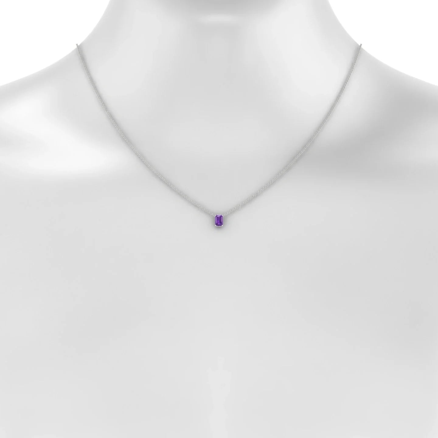Radiance | 18k White Gold 6 x 4 mm Emerald Amethyst Pendant