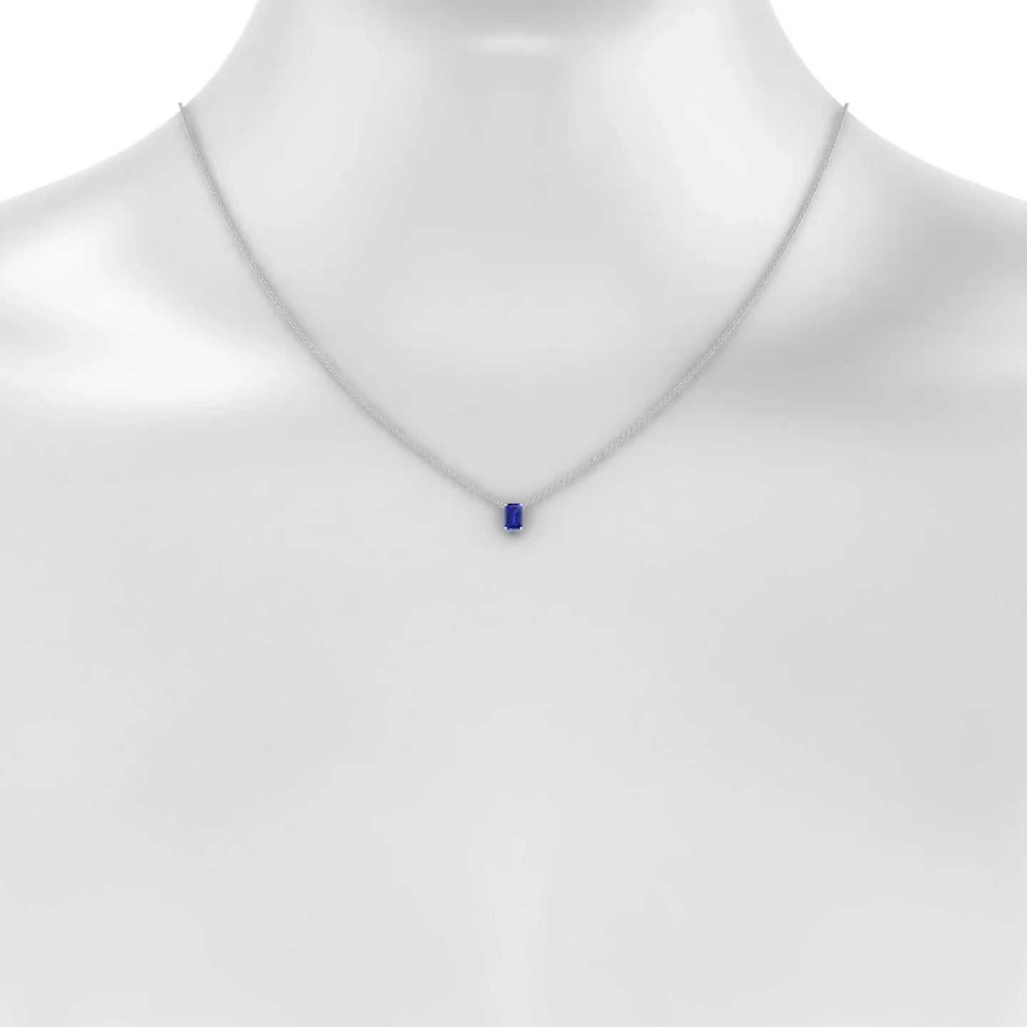 Radiance | 18k White Gold 6 x 4 mm Emerald Sapphire Pendant