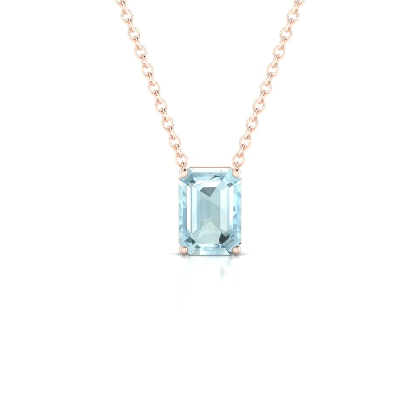 Radiance | 18k Rose Gold 7 x 5 mm Emerald Aquamarine Pendant