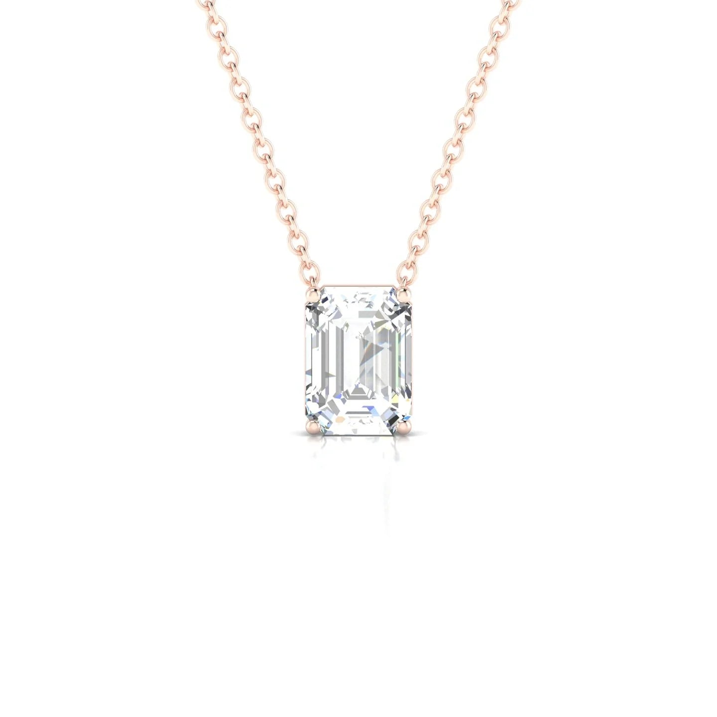 Radiance | 18k Rose Gold 7 x 5 mm Emerald Diamond Pendant