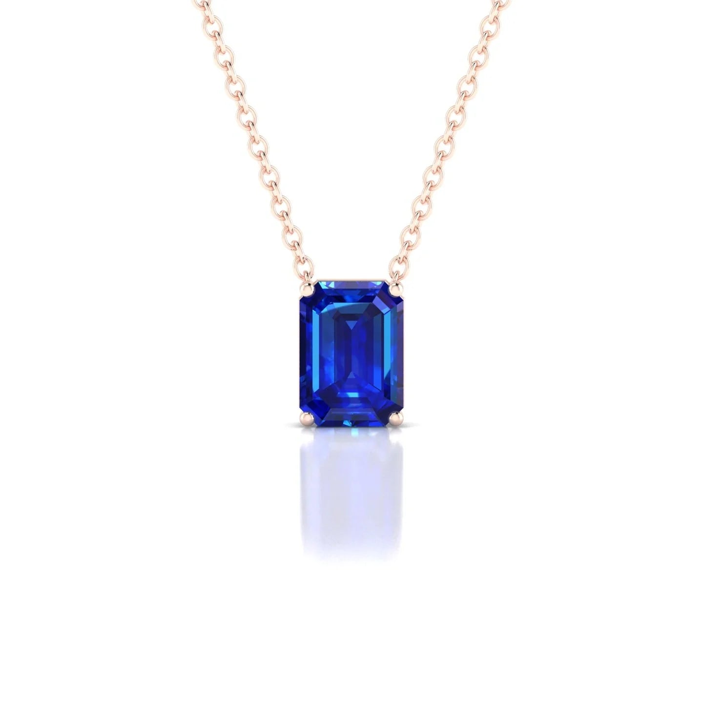 Radiance | 18k Rose Gold 7 x 5 mm Emerald Sapphire Pendant