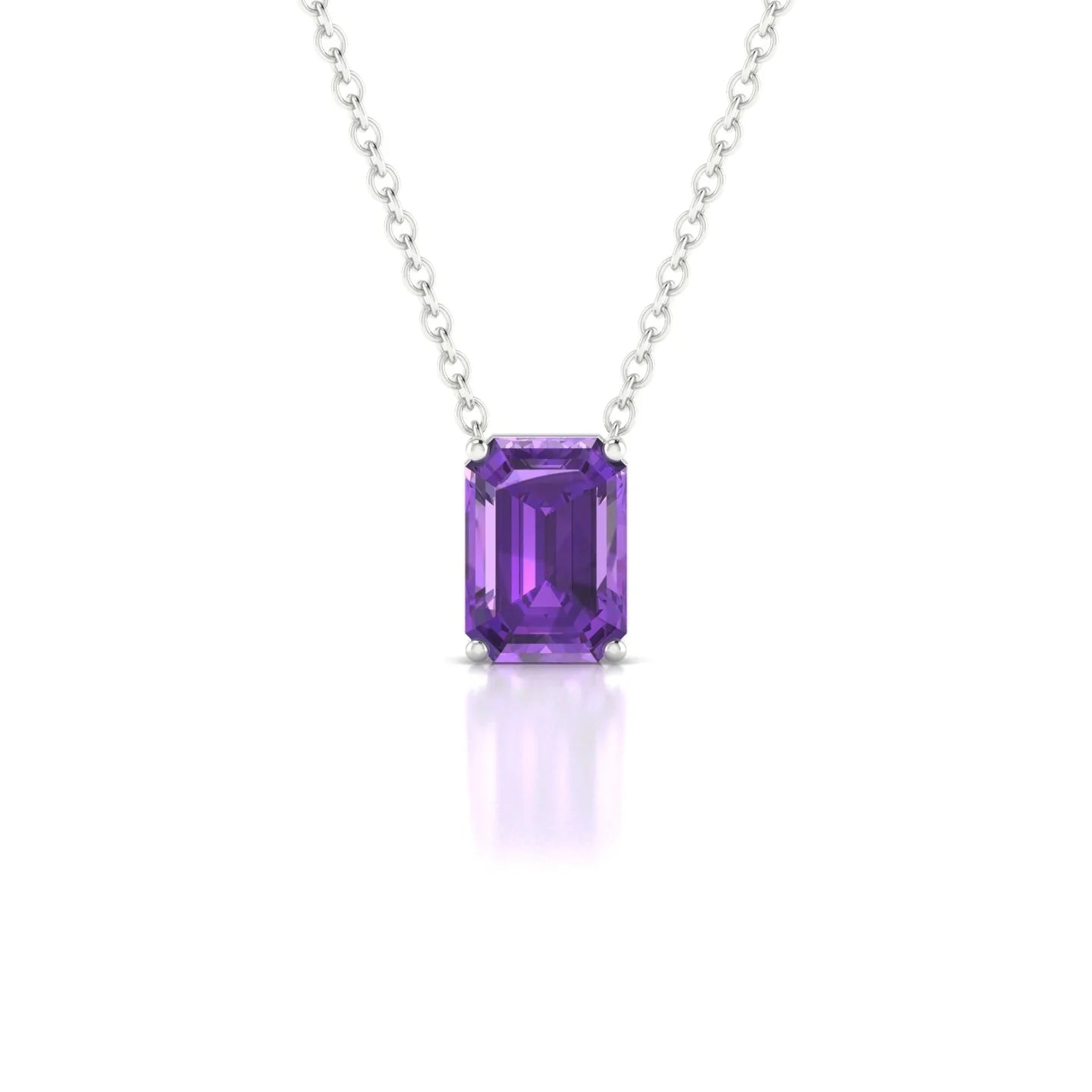 Radiance | 18k White Gold 7 x 5 mm Emerald Amethyst Pendant