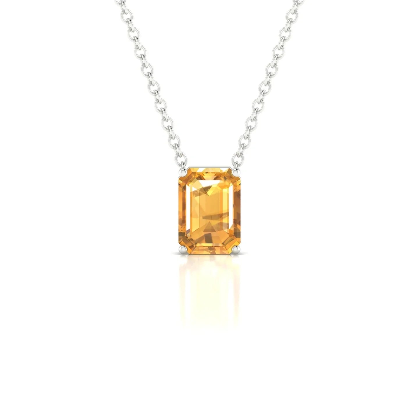 Radiance | 18k White Gold 7 x 5 mm Emerald Citrine Pendant