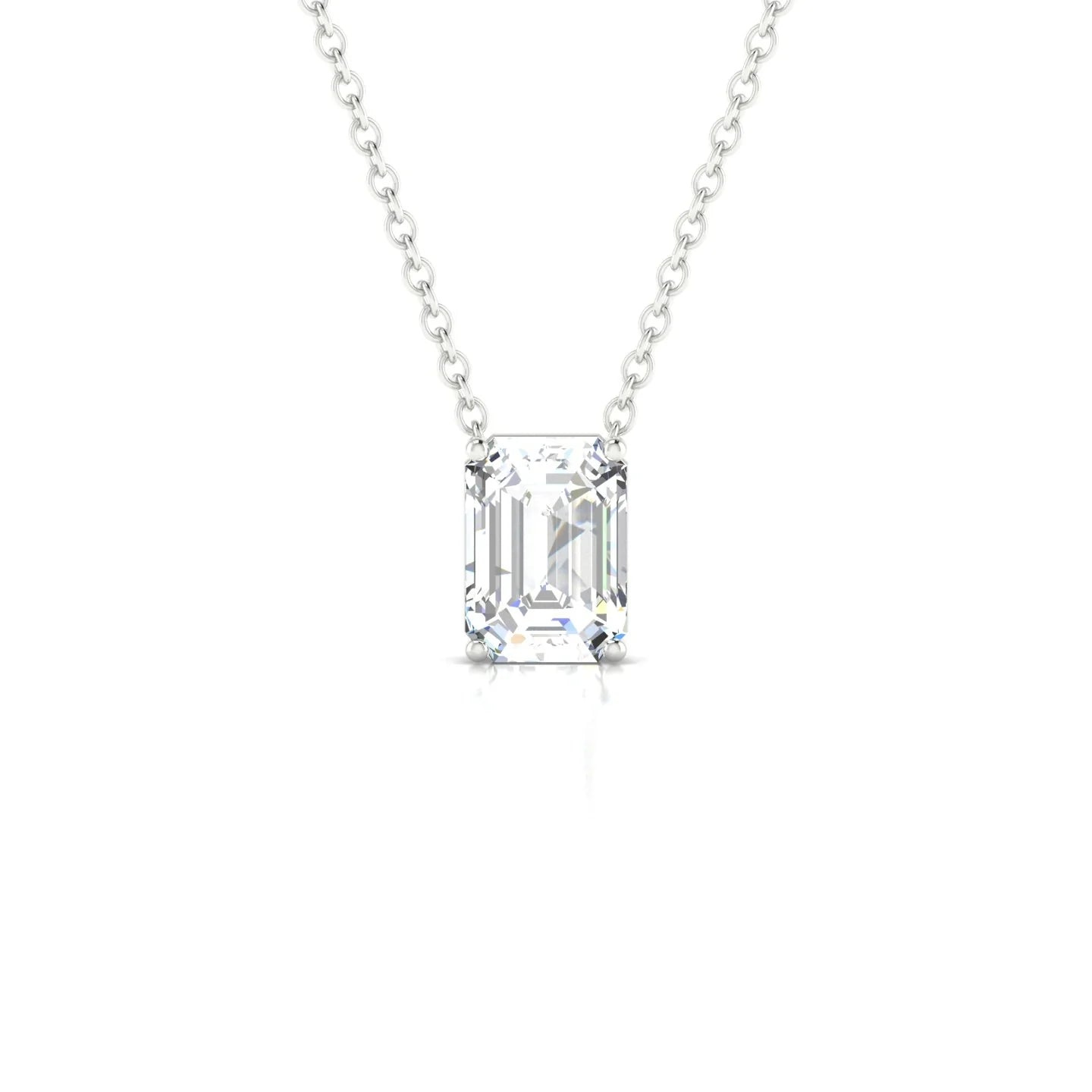 Radiance | 18k White Gold 7 x 5 mm Emerald Diamond Pendant